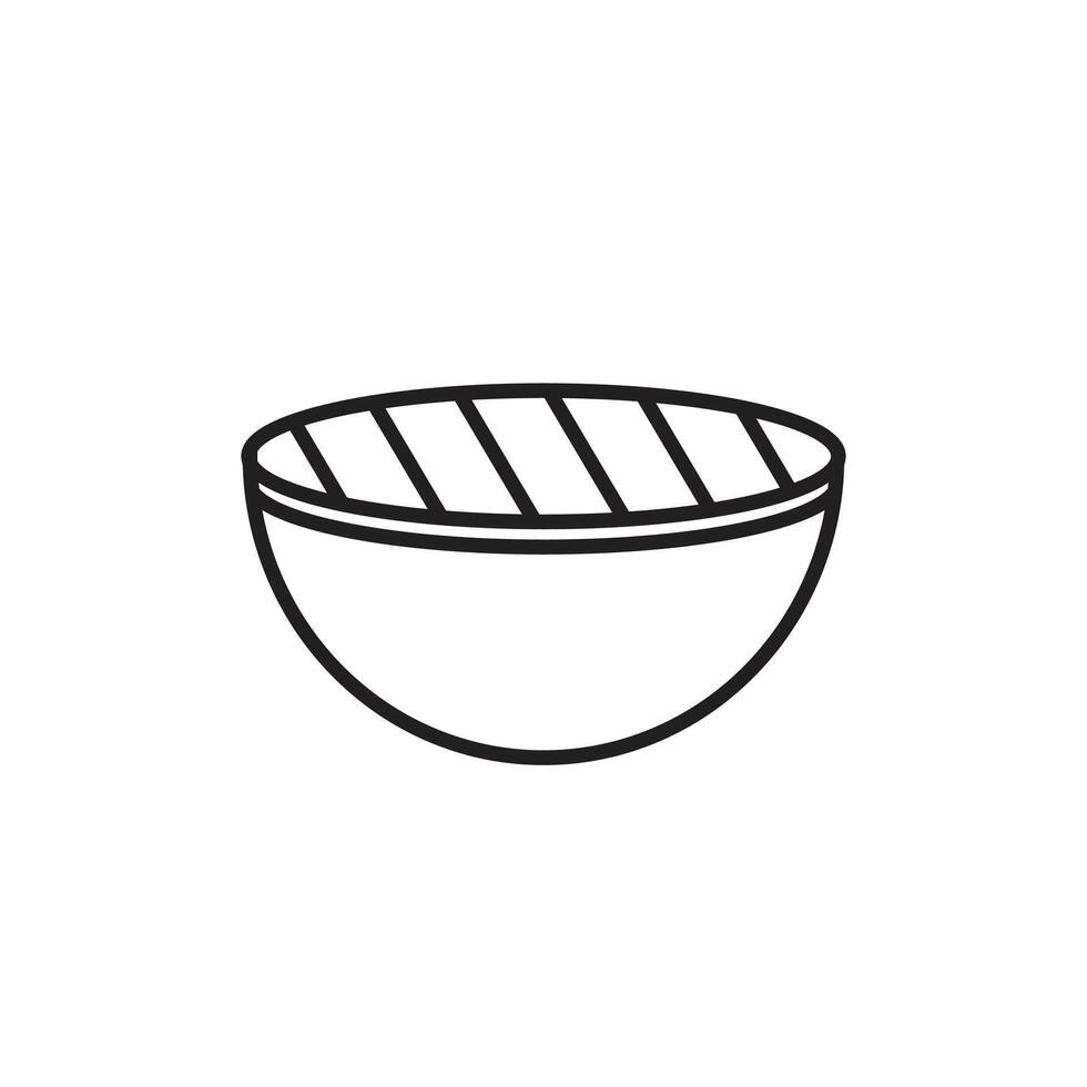 Icon line stroke grill pan for barbeque with white background vector