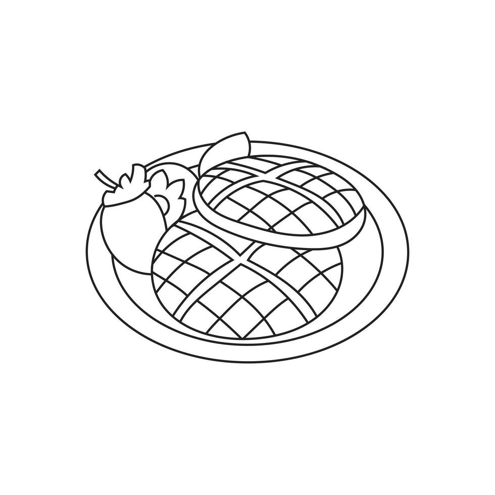 Illustration line sketch waffle sweet dessert with blank background vector