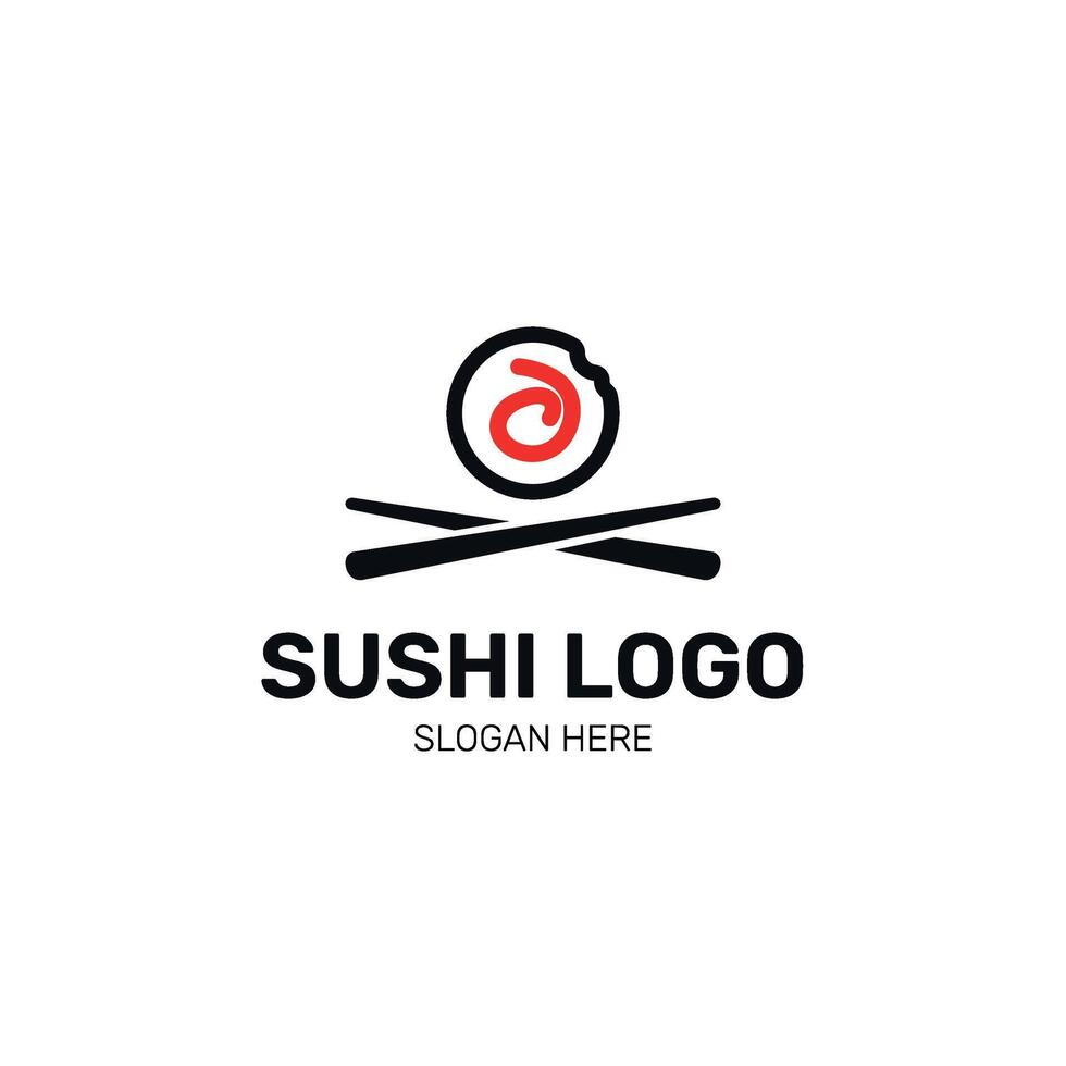 Minimal sushi logo, Japanese icon, oriental restaurant design vector