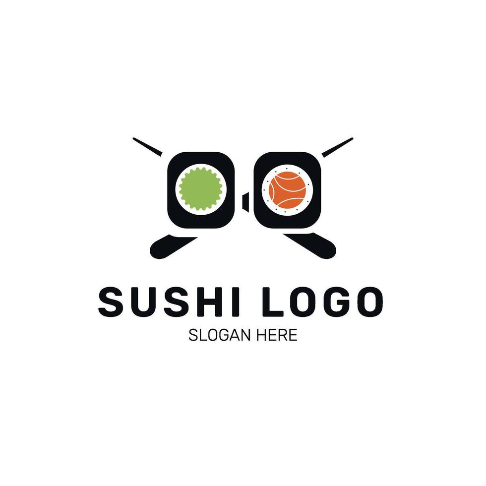 Minimal sushi logo, Japanese icon, oriental branding vector