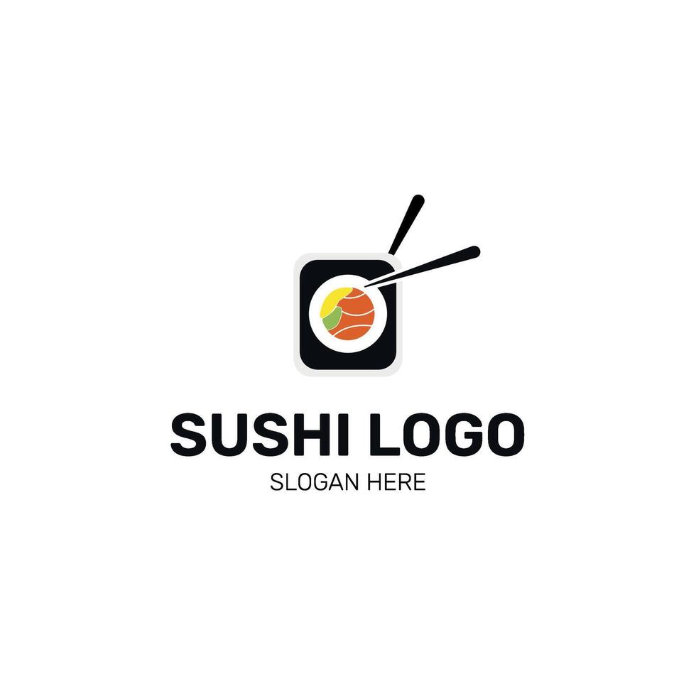 Minimalist Japanese logo, sushi icon , oriental style vector