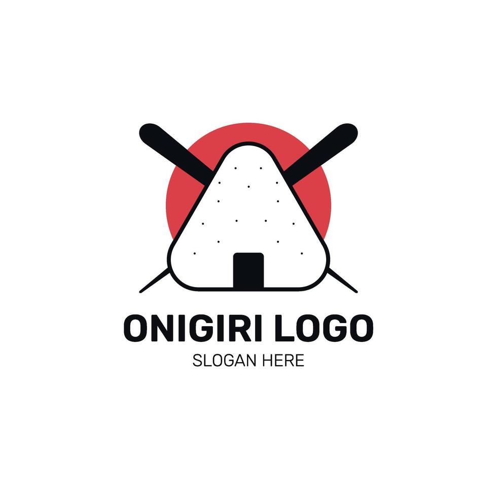 Onigiri logo, Japanese elements vector