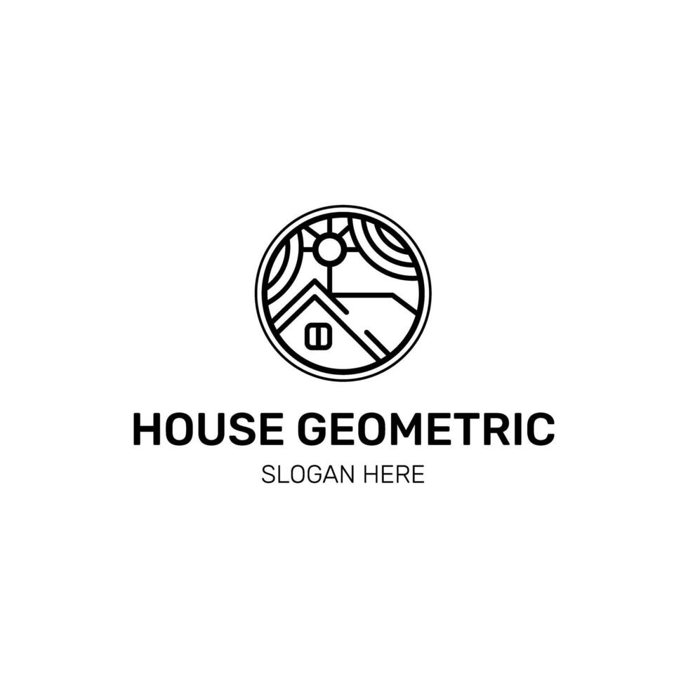House geometric logo with slogan vector