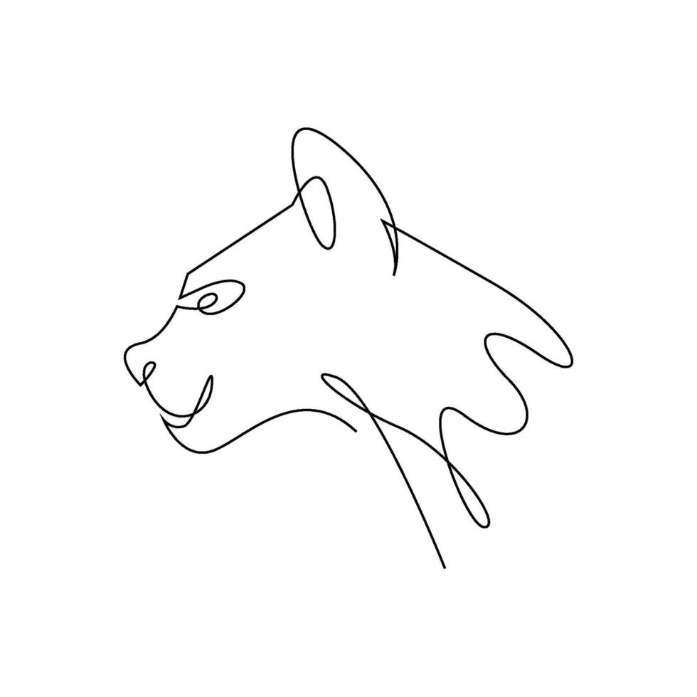 continuous mono line drawing of abstract cat head vector