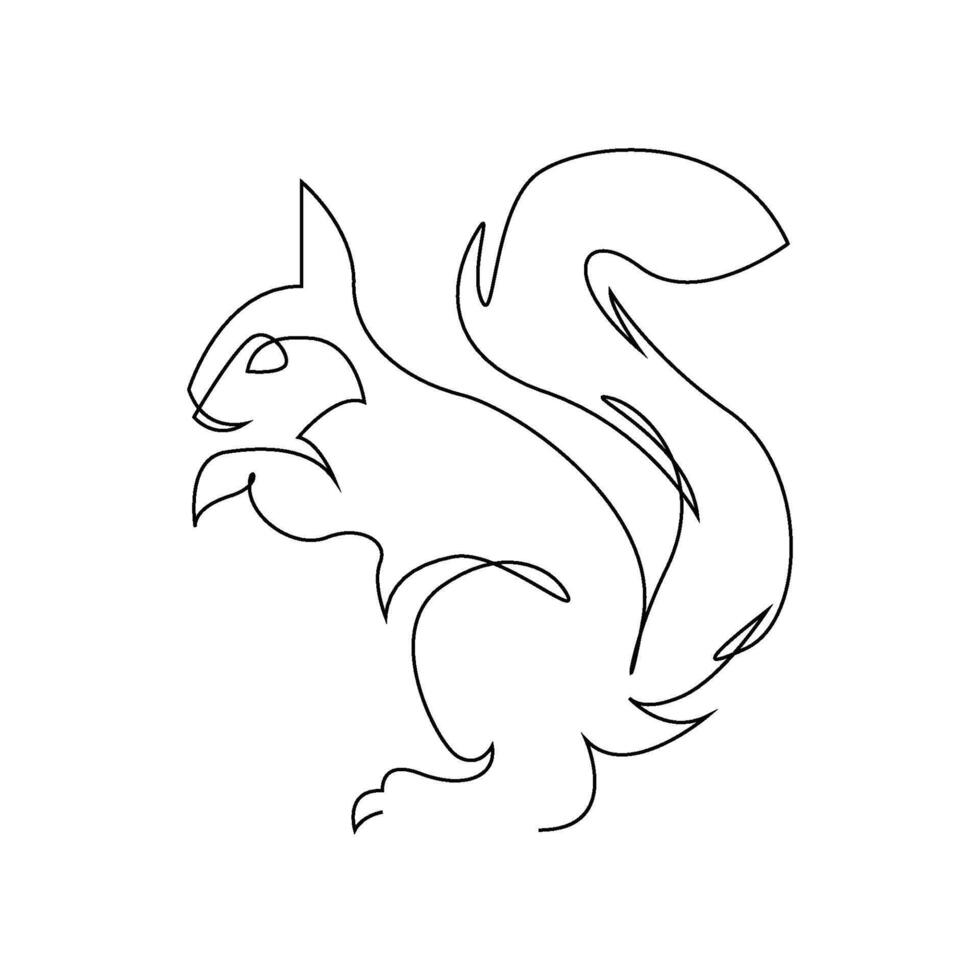 continuous mono line drawing of abstract squirrel vector
