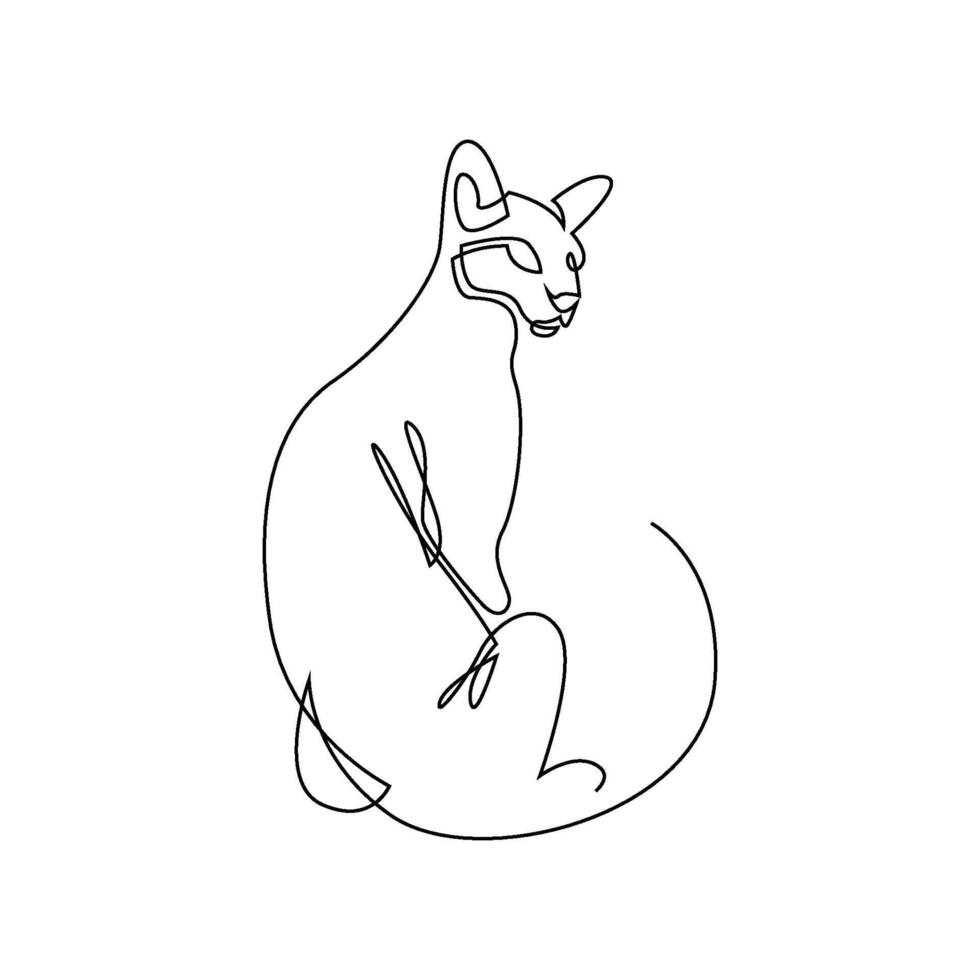 continuous mono line drawing of abstract cat in back view vector