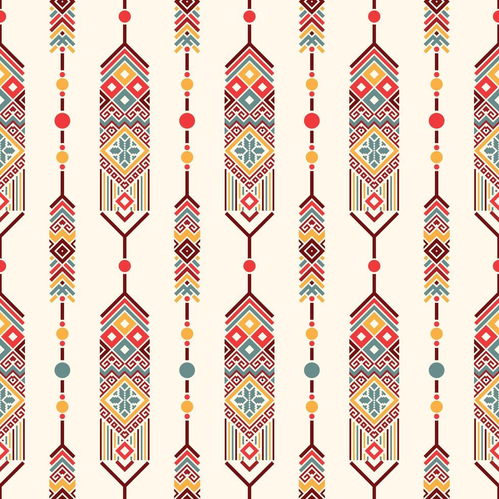 Native American ethnic geometrical pattern. A repeated vertical arrow hanging ornament designed for background, textile prints, fabric texture, wrapping papeer, and other prints vector
