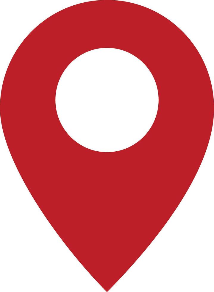 Location map icon. Red pin marker with white dot isolated on white background vector