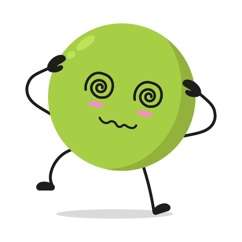 Cute dizzy peas character. Funny confused vegetable cartoon emoticon in flat style. bean emoji vector