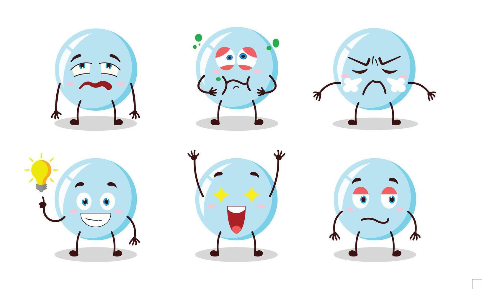 funny bubble cartoon with different expressions illustration vector