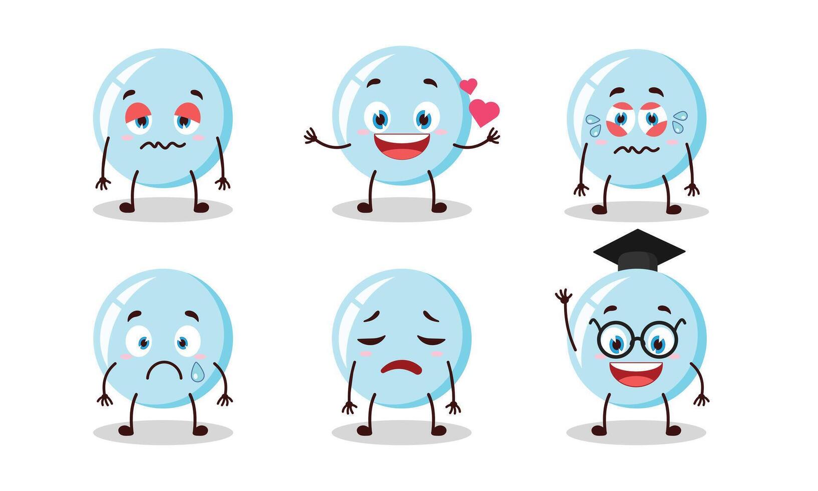 funny bubble cartoon with so many expressions illustration vector