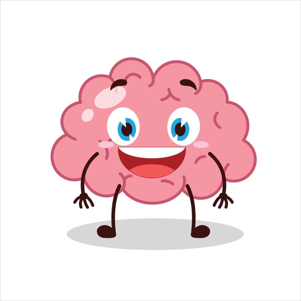 Cute happy expression of brain cartoon character vector