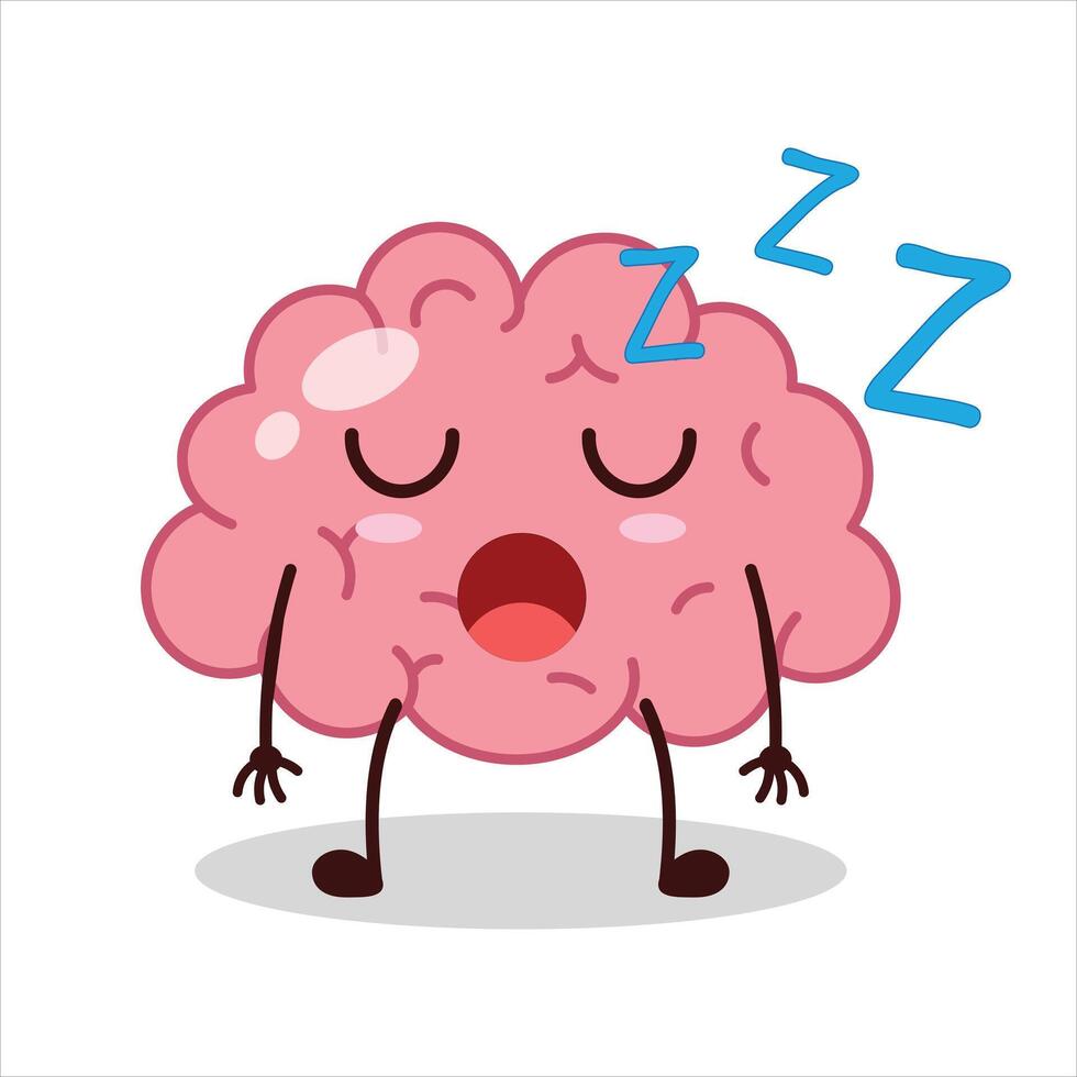 Cute rest expression of brain cartoon character vector