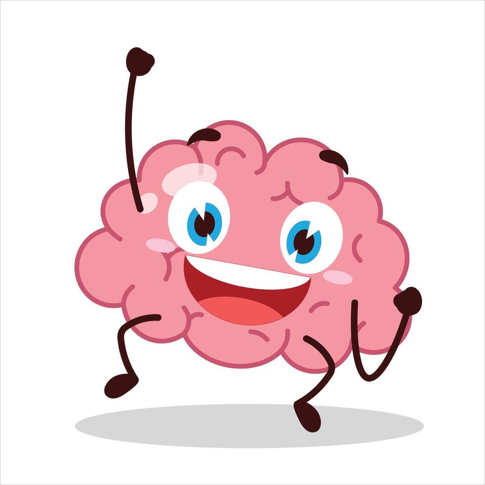 hurray victory expression of brain cartoon character vector