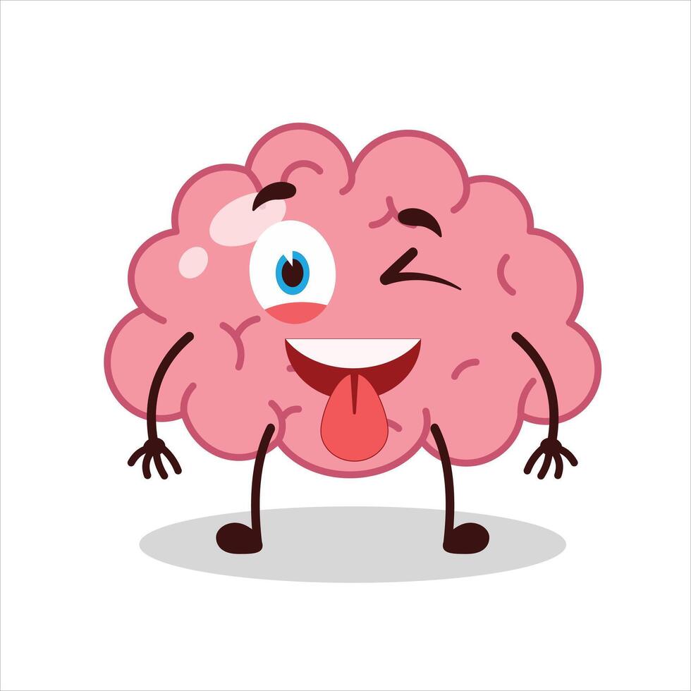 Cute teased expression of brain cartoon character vector