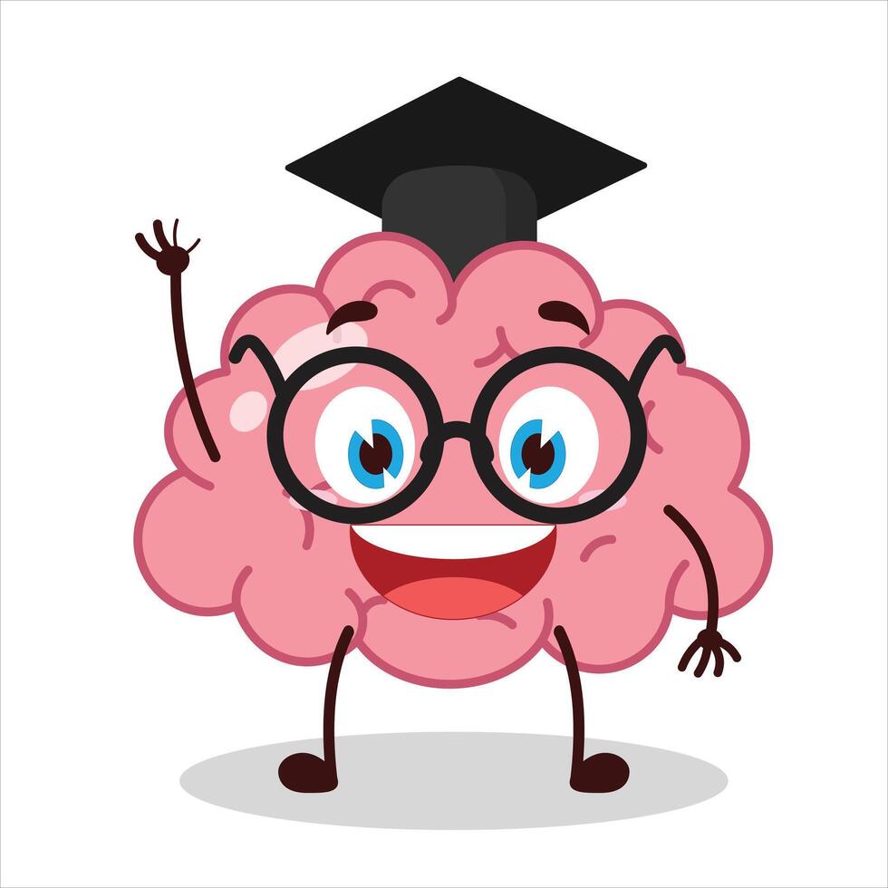 Cute graduation college student expression of brain cartoon character vector