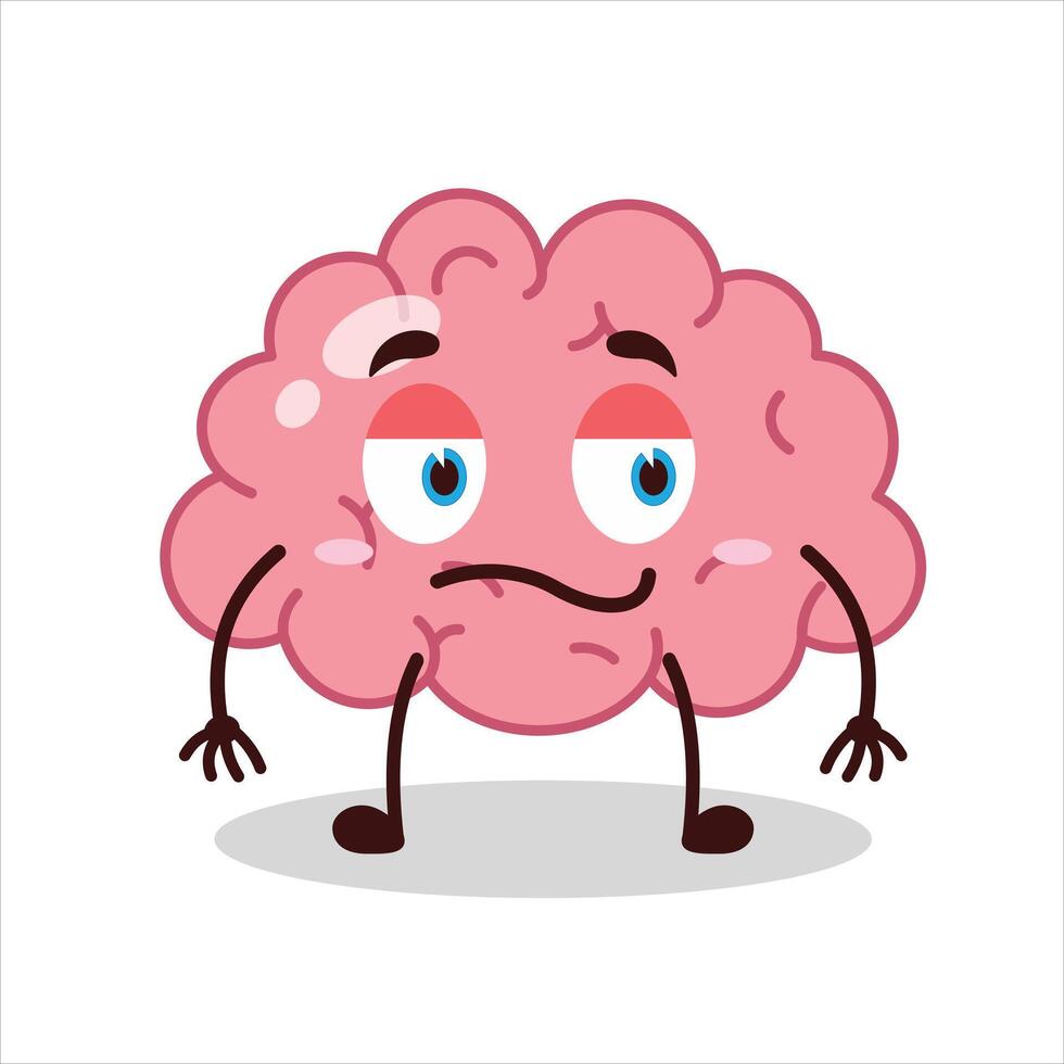Cute silent expression of brain cartoon character vector