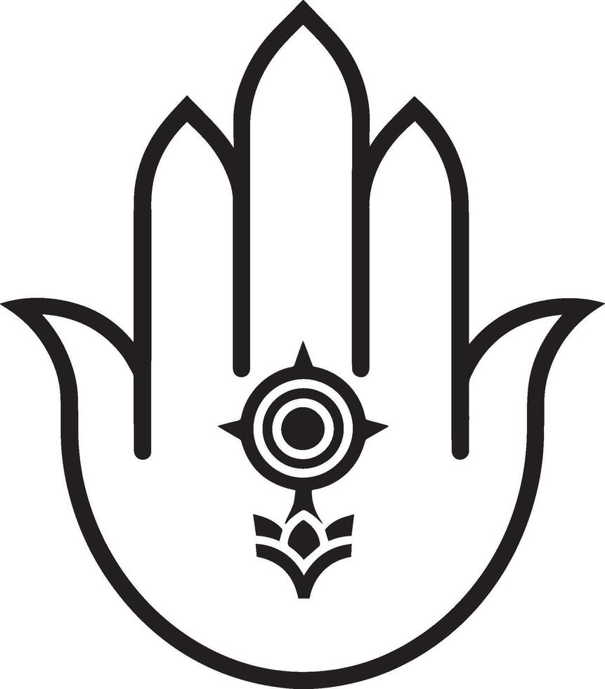 Hamsa clean simple icon outline black vector