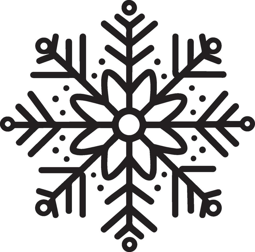 Chistmas Snowflake clean simple icon outline black vector