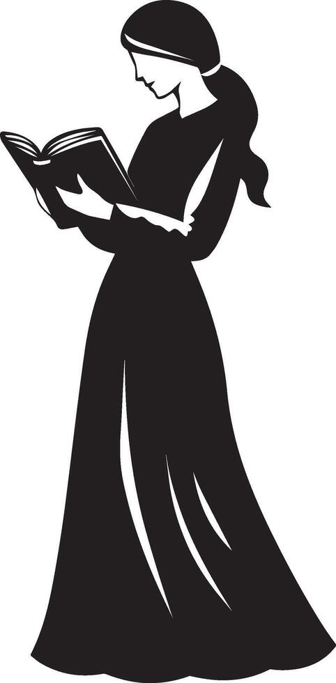 Jewish woman holding holding open book clean simple icon silhouette black vector