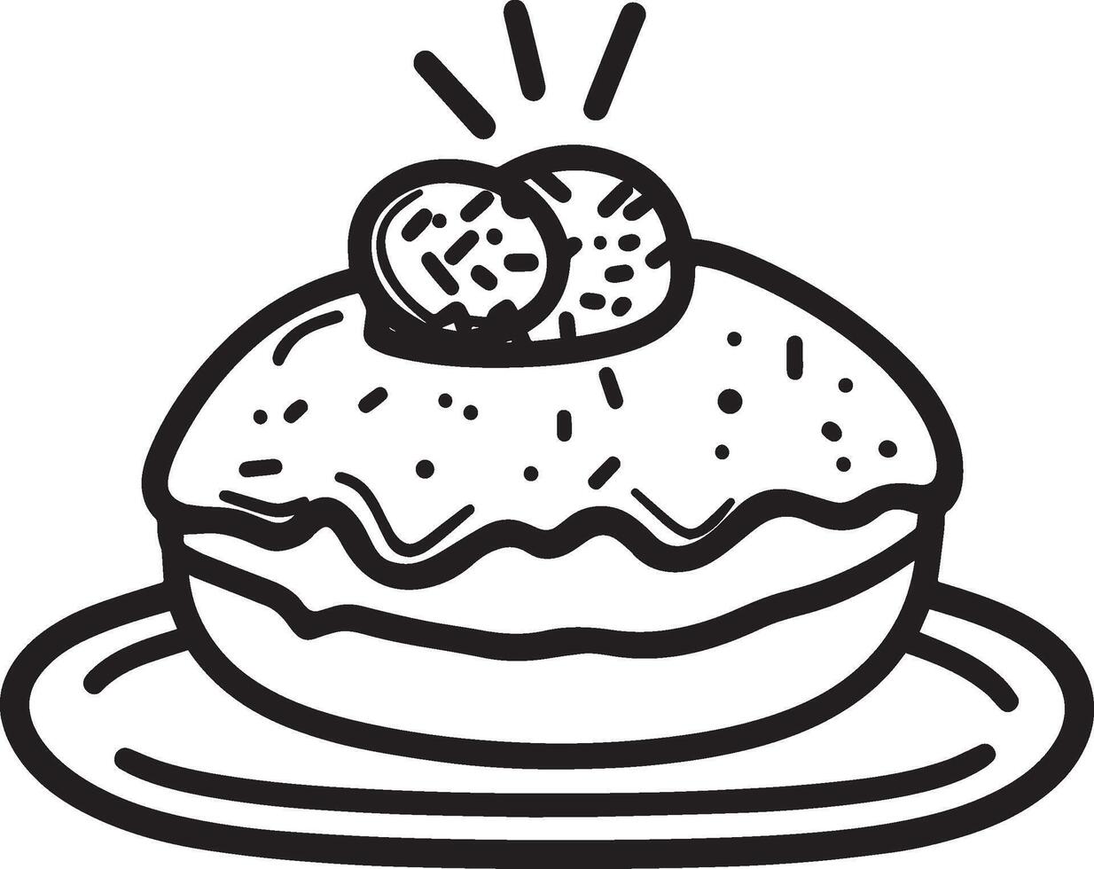 Delicious donut with jelly and powdered clean simple icon outline black vector