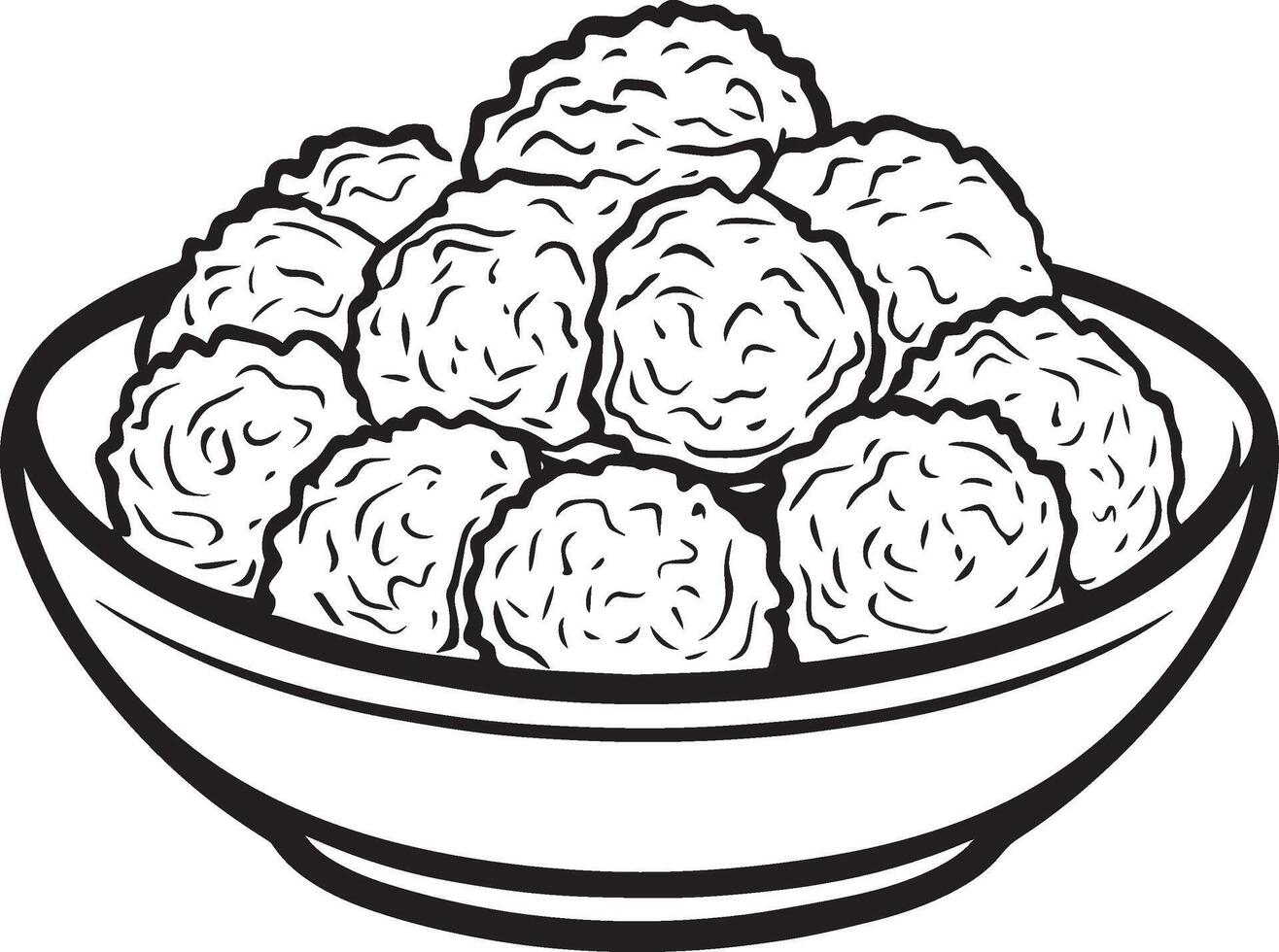 Falafel balls clean simple linear outline black vector