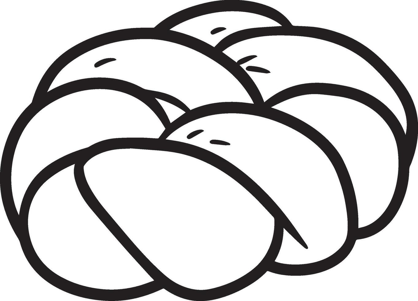 Challah Bread clean simple linear outline black vector