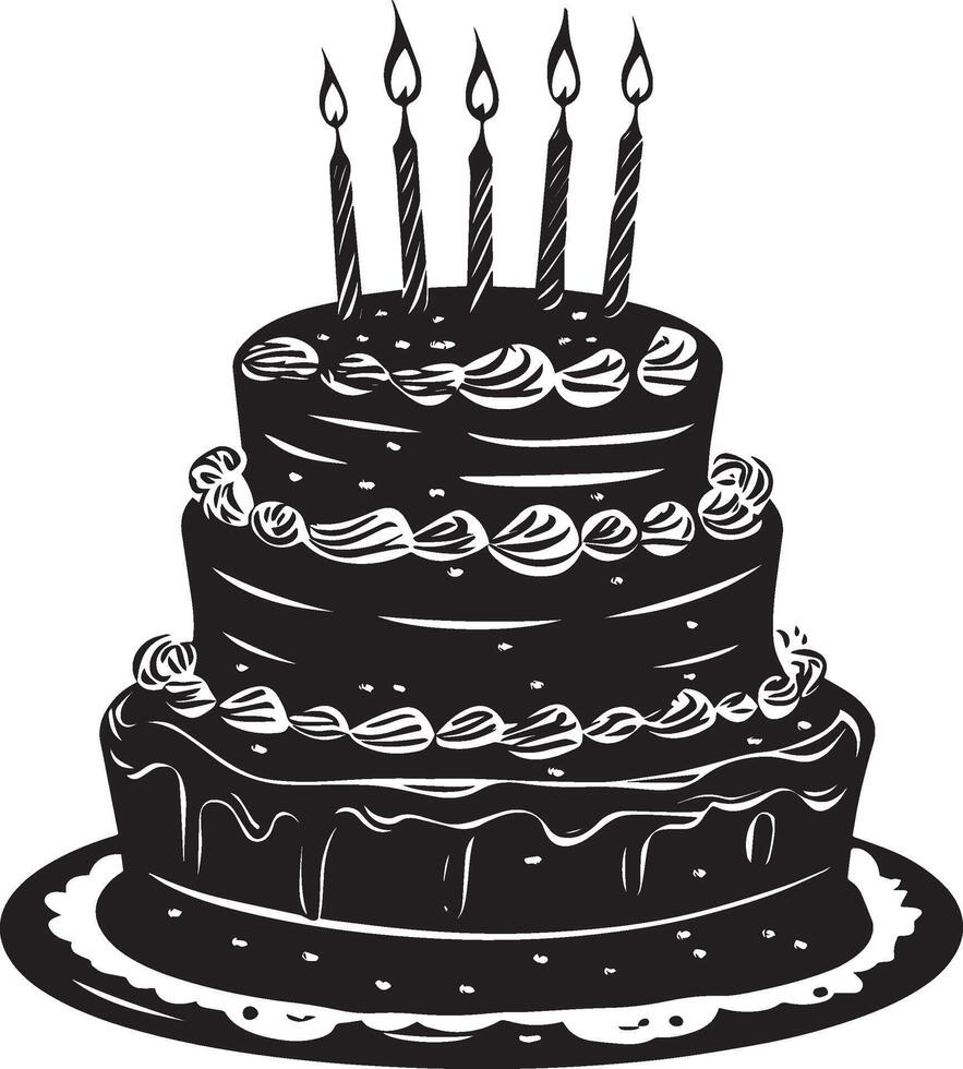 birthday cake clean simple silhouette black vector
