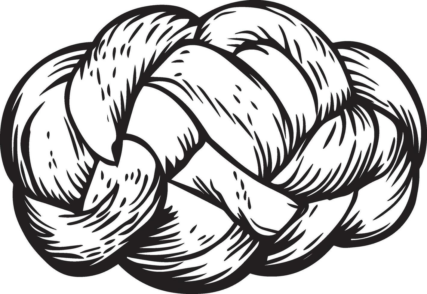 Challah Bread clean simple linear outline black vector