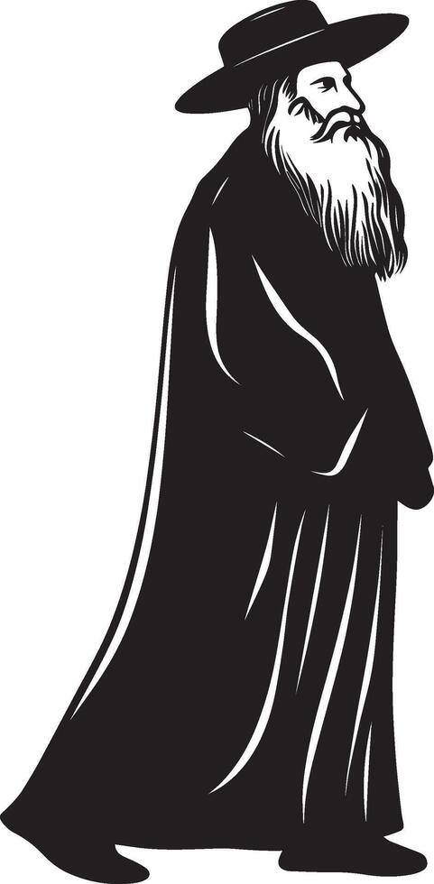 Rabbi clean simple silhouette black vector