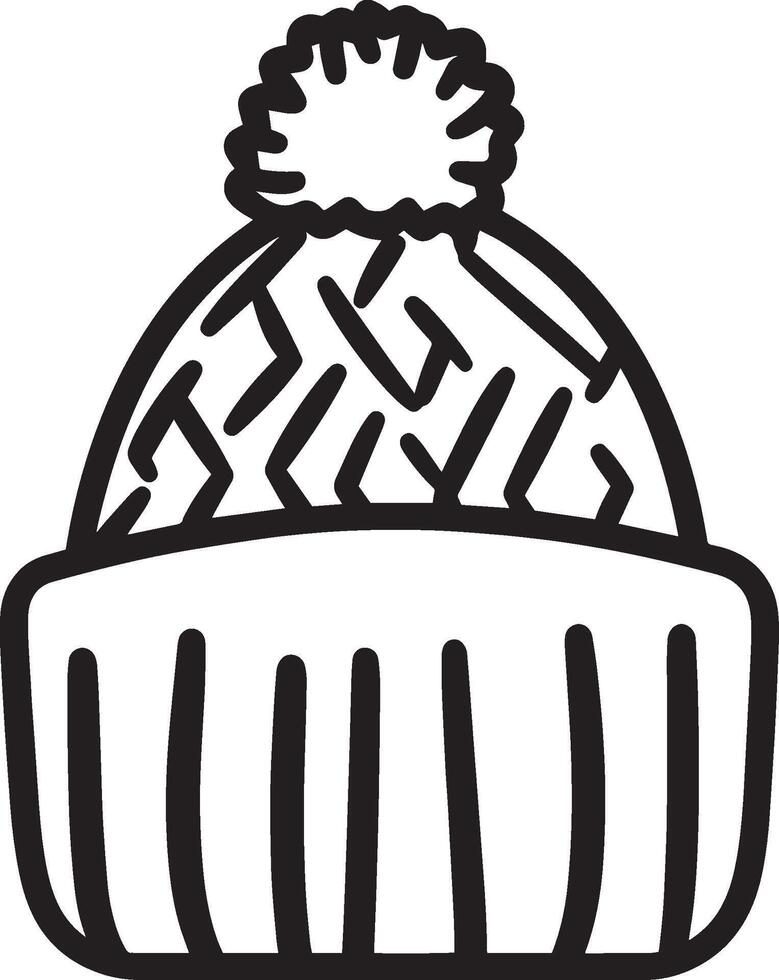 Knitted hat clean simple icon outline black vector