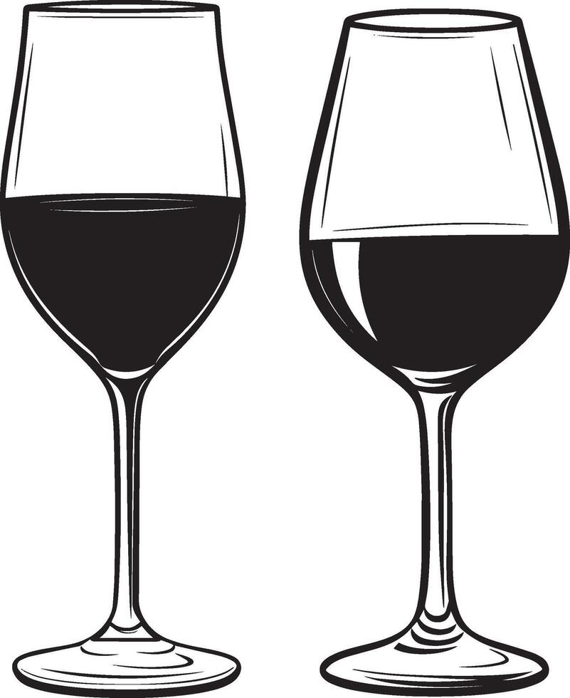 Wine and glass of wine clean simple silhouette black vector