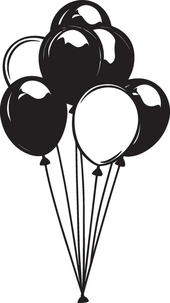 Bunch of balloons clean simple icon outline black vector