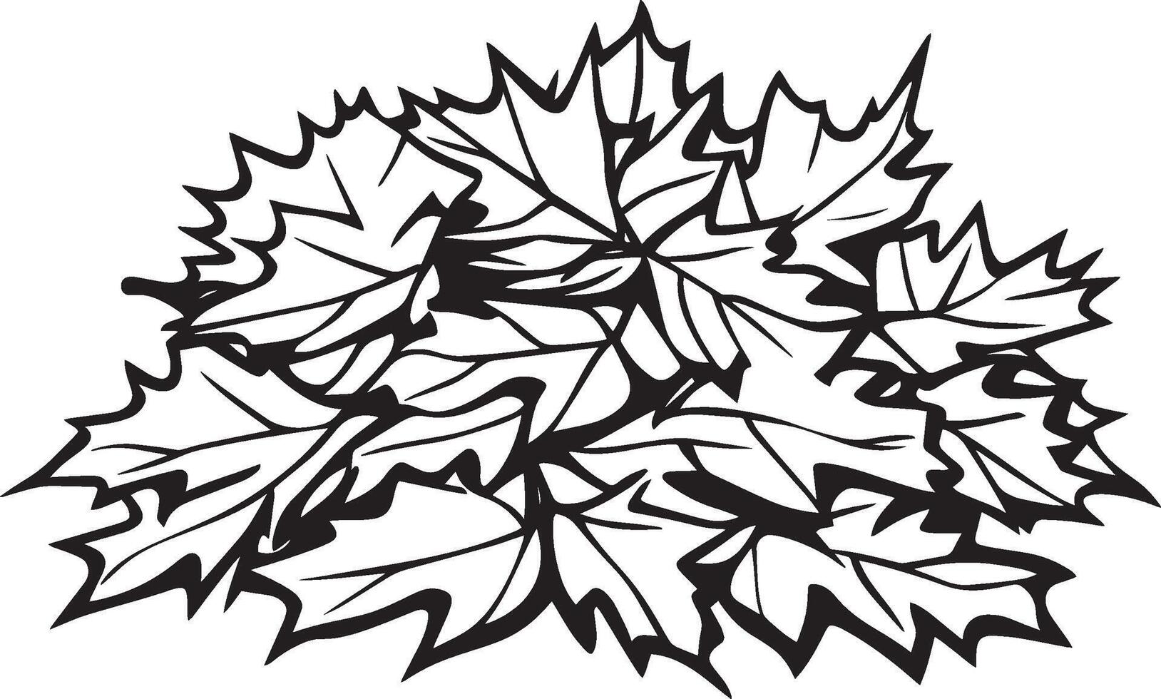 Pile of maple leaves clean simple icon outline black vector