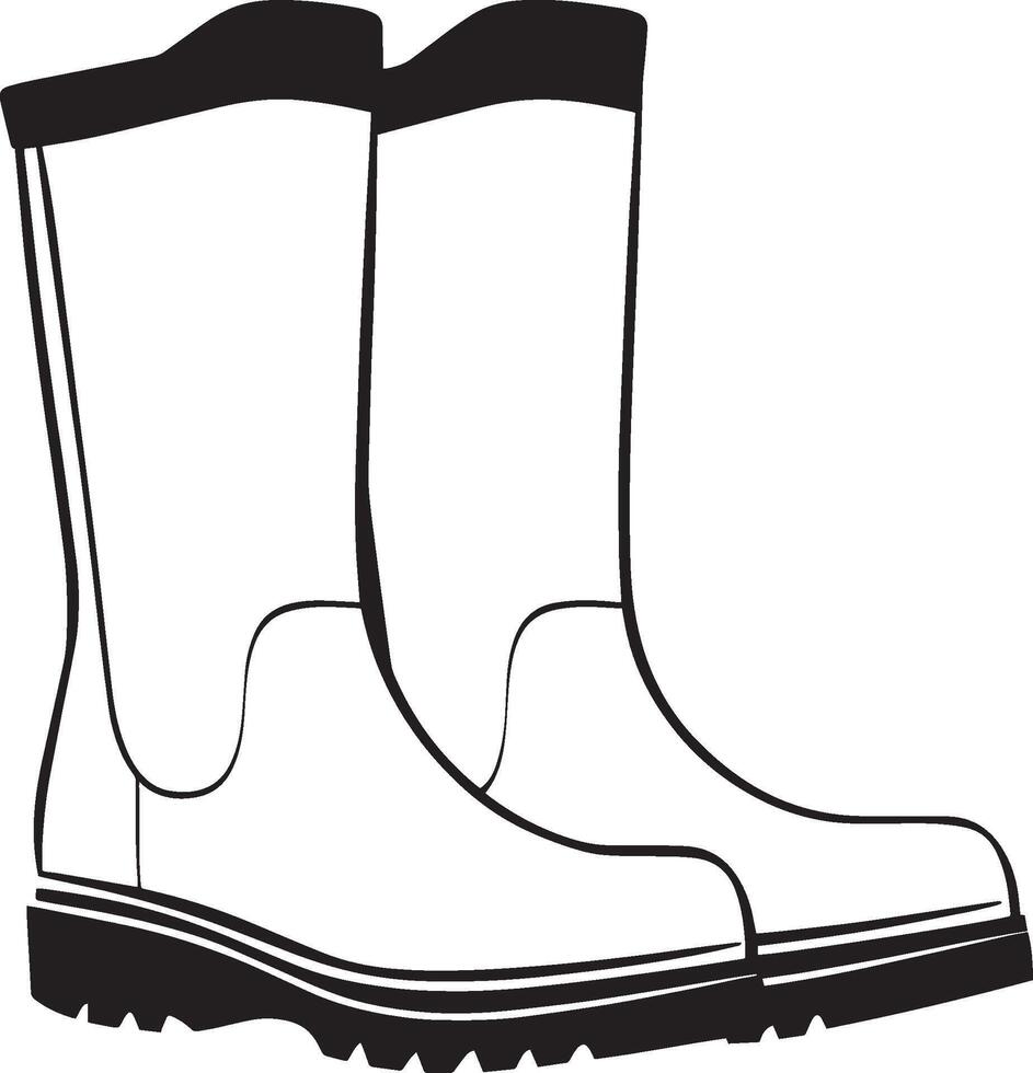 yellow rubber boots clean simple silhouette black vector