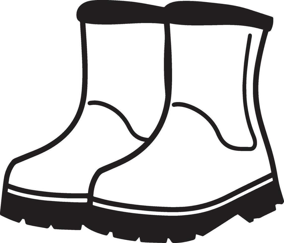 yellow rubber boots clean simple icon outline black vector
