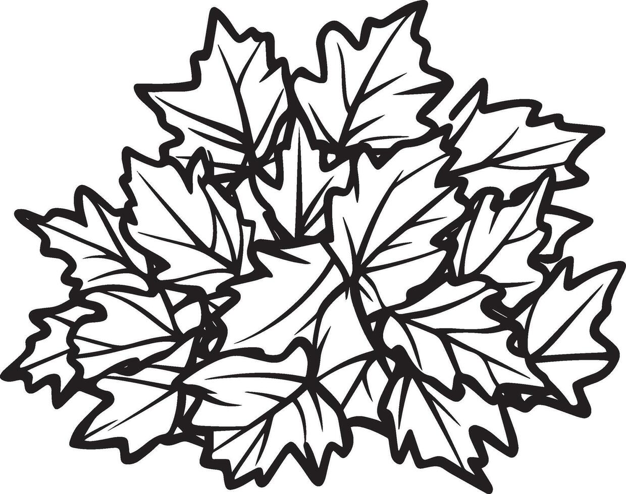 Pile of maple leaves clean simple icon outline black vector
