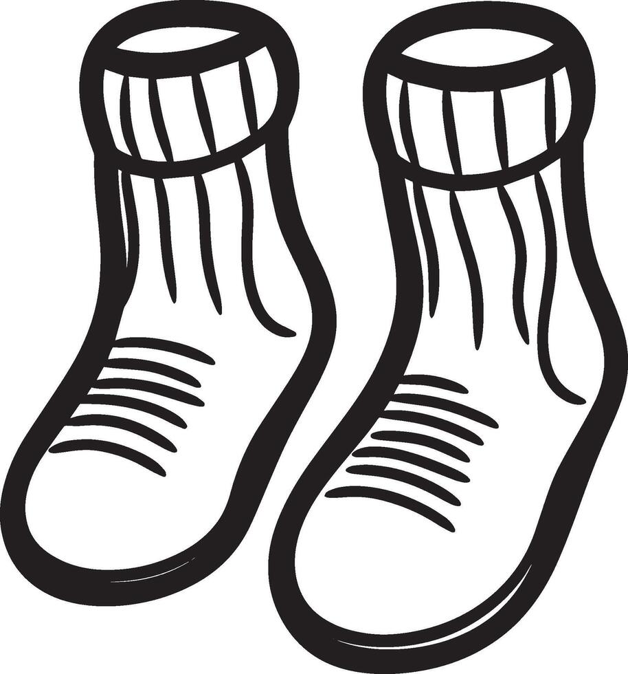Pair of woolen socks clean simple icon outline black vector