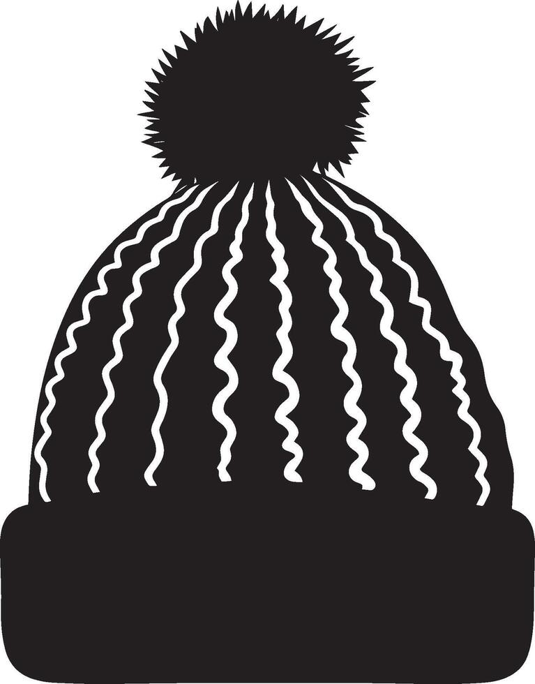 Knitted hat clean simple icon silhouette black vector