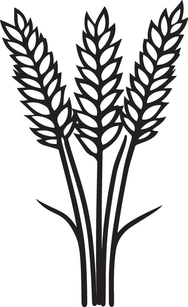 Bunch of wheat ears clean simple icon outline black vector
