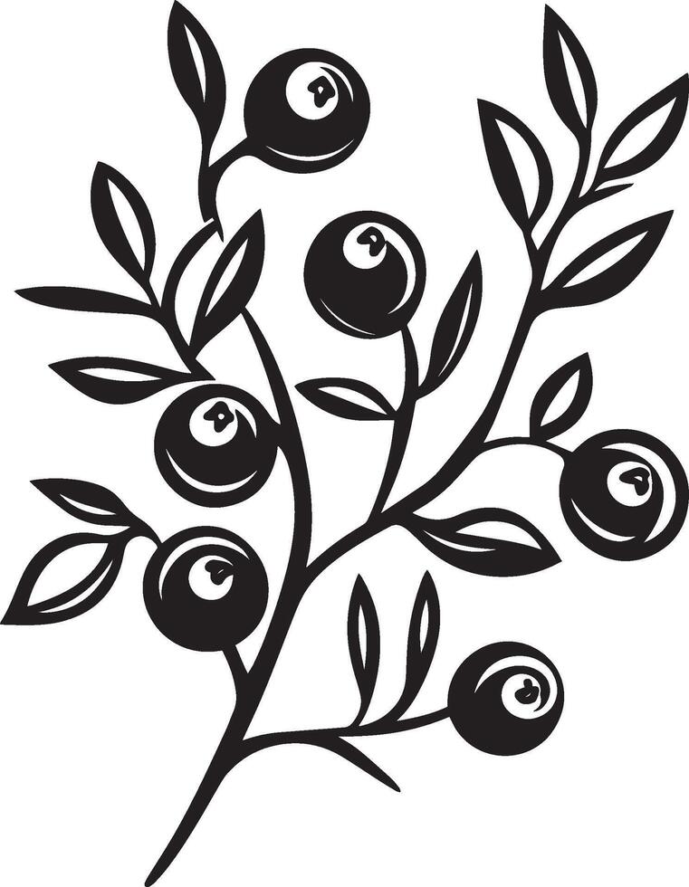 Branch with cranberries clean simple icon outline black vector