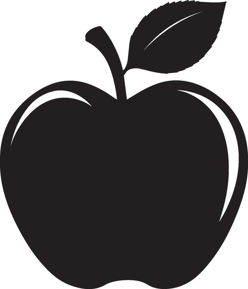 Apple fruit clean simple icon silhouette black vector