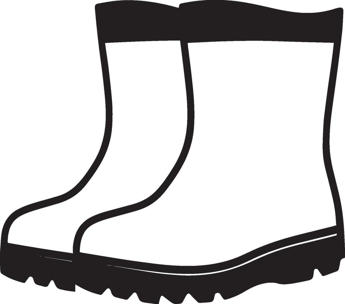yellow rubber boots clean simple icon silhouette black vector