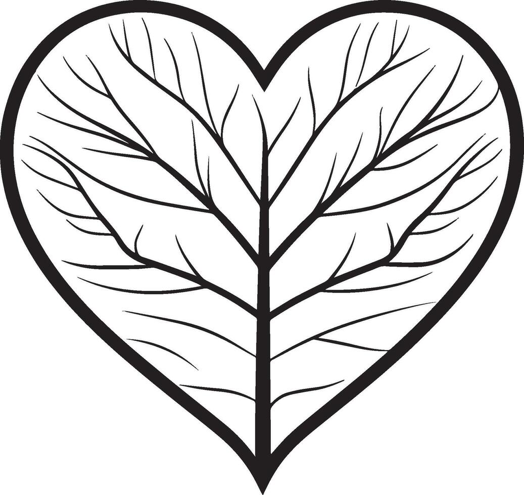 Heart shaped autumn leaf clean simple icon outline black vector