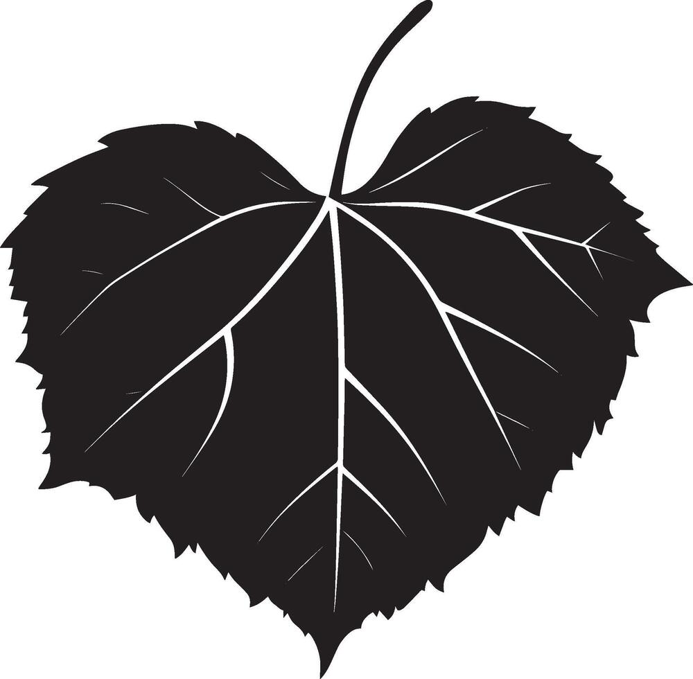 Heart shaped autumn leaf clean simple silhouette black vector