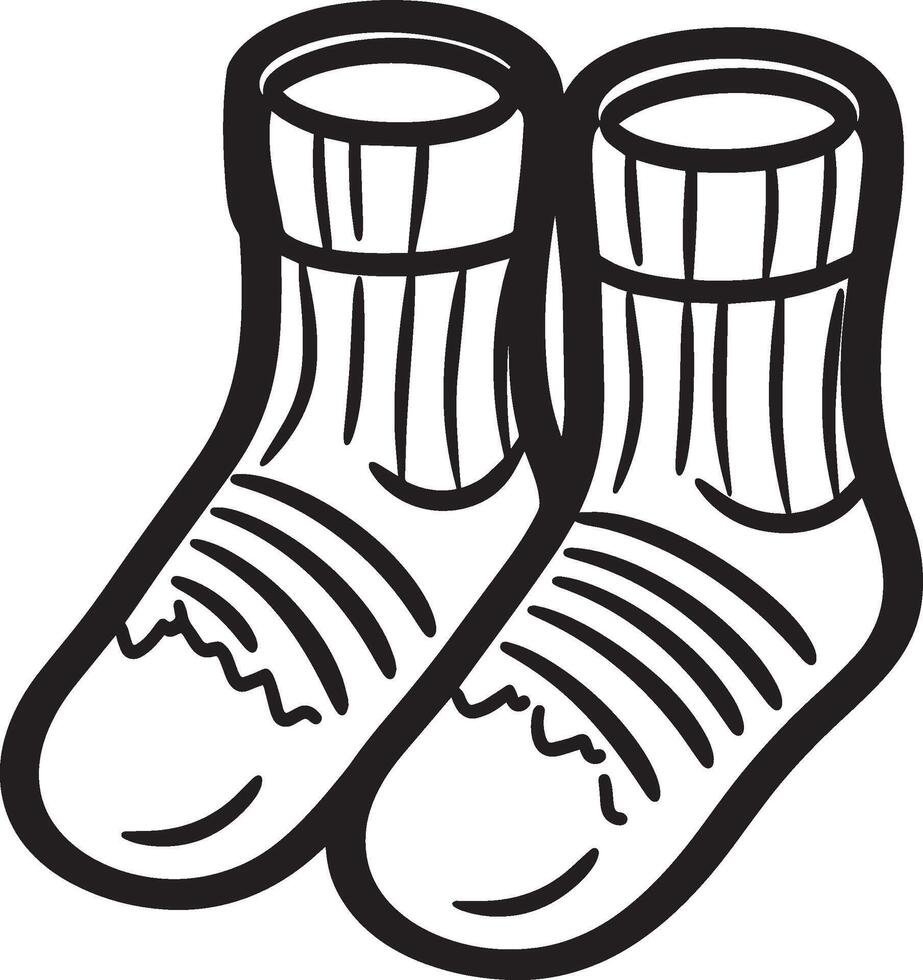 Pair of woolen socks clean simple icon outline black vector