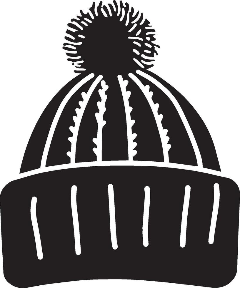 Knitted hat clean simple icon silhouette black vector