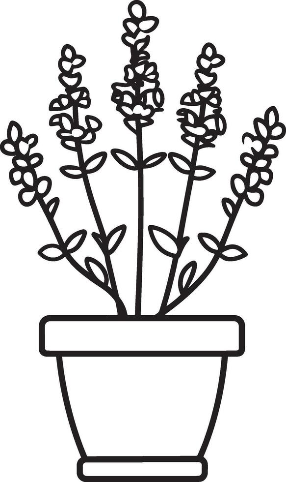 Heather flower in pot clean simple icon outline black vector