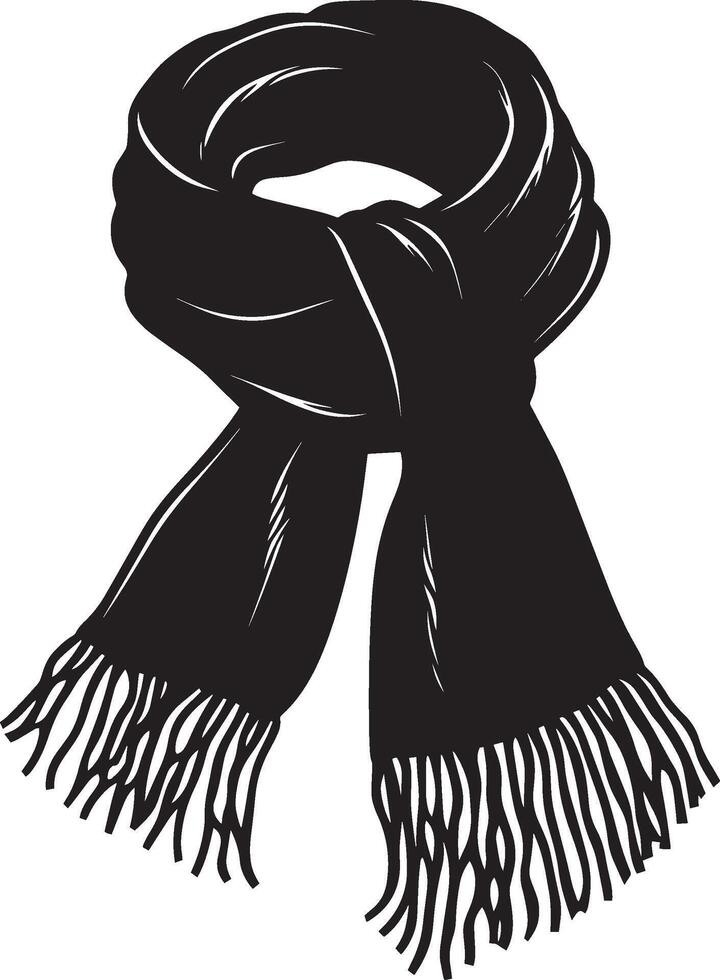 Wool knitted scarf clean simple silhouette black vector