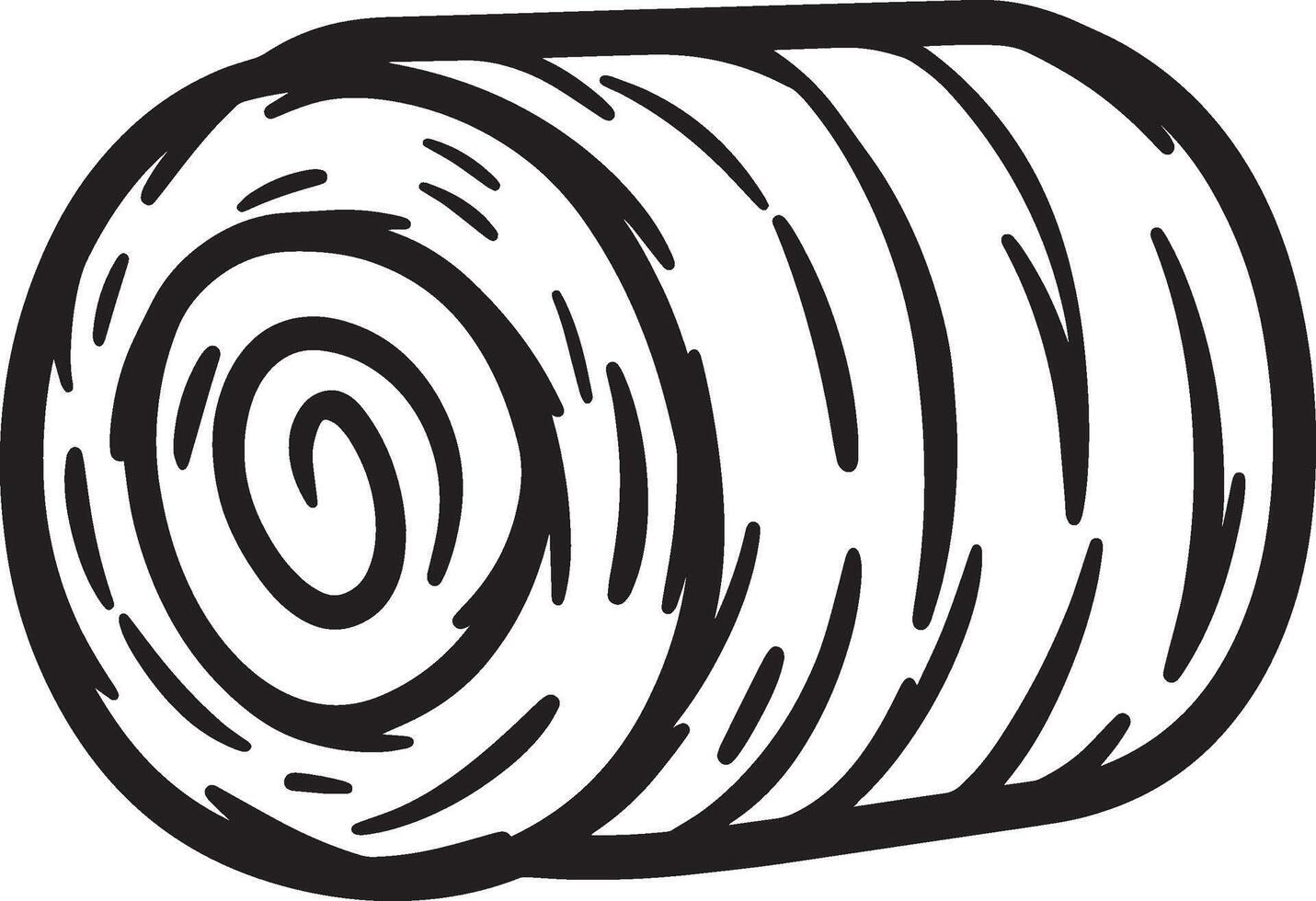 hay bale clean simple linear outline black vector